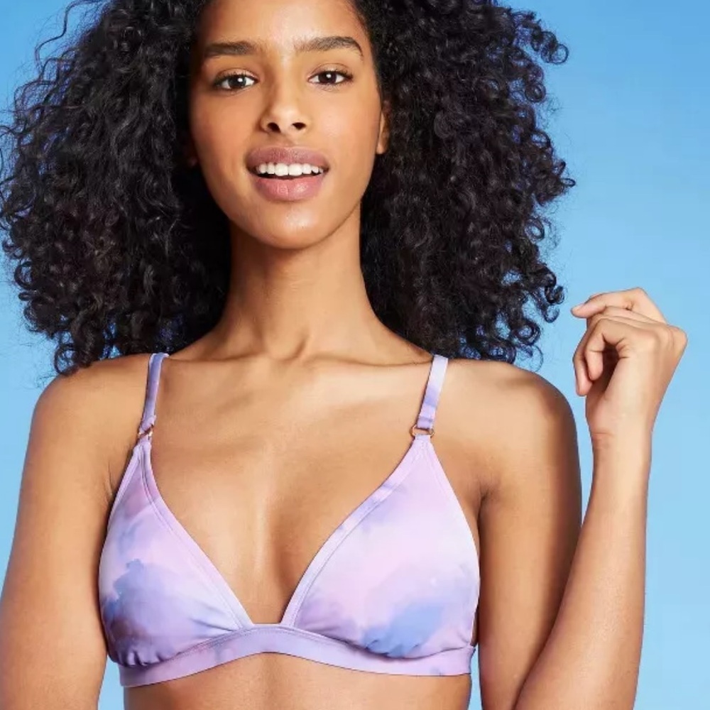 Shade & Shore Purple Tie Dye Triangle Bikini Top